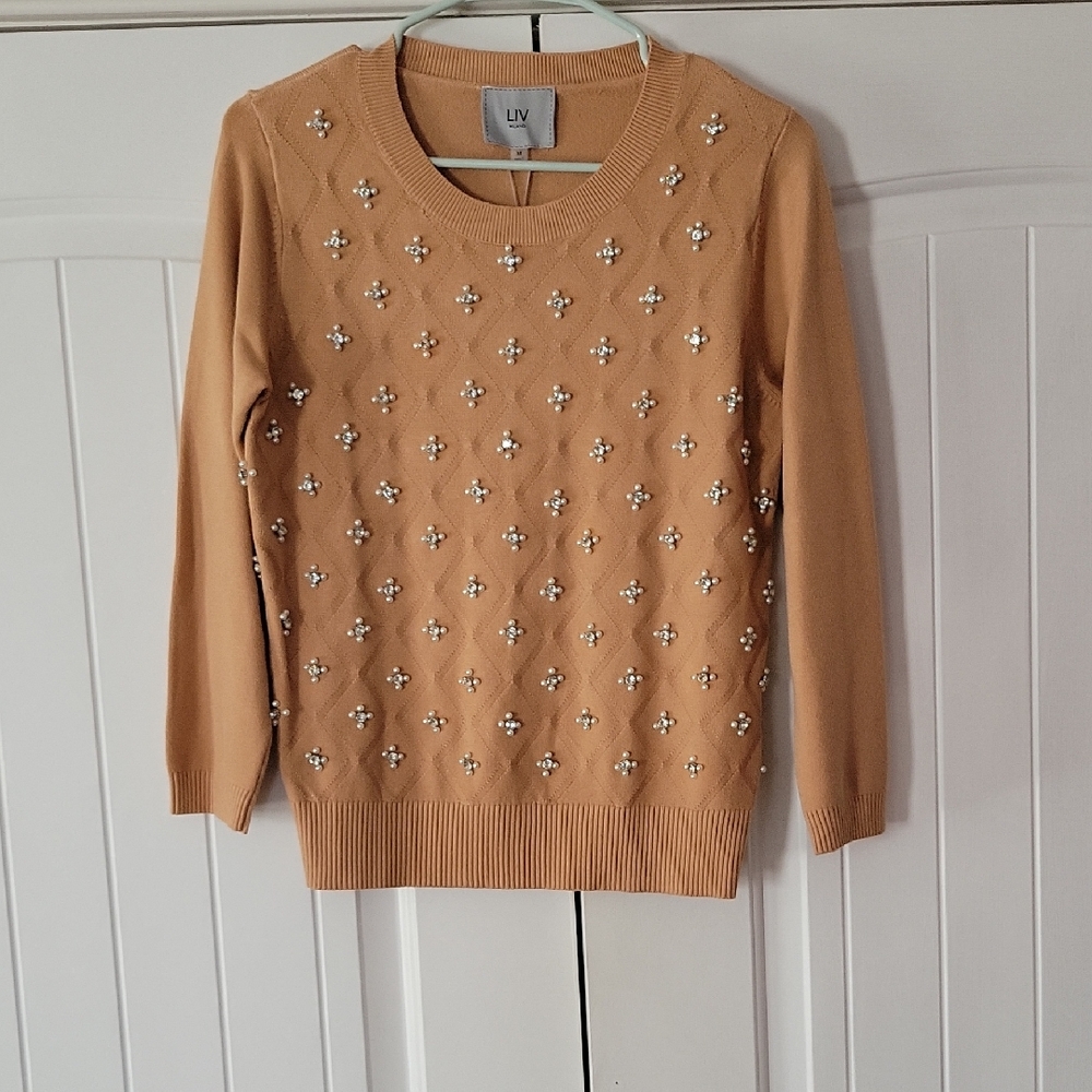 LIV Women's Camel Embellished Sweater
